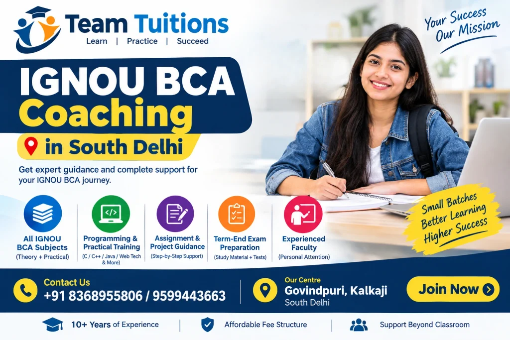 IGNOU BCA Coaching in South Delhi – Team Tuitions